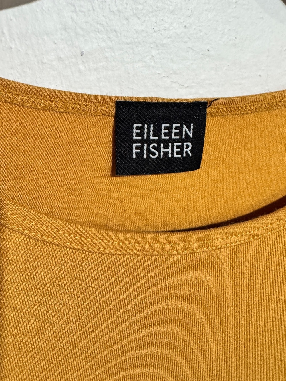 Eileen Fisher Long Sleeve Crewneck Tee in Mustard - Picture 5 of 7